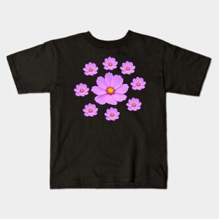 Bright Pink Purple Flowers Circle Kids T-Shirt